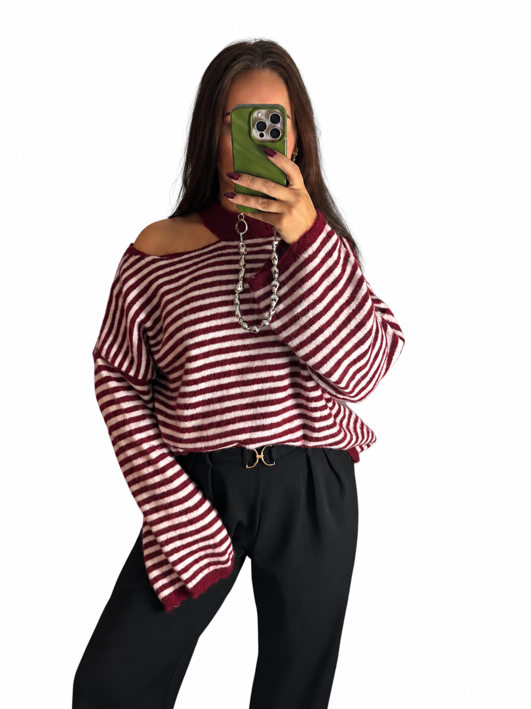Veerle one shoulder trui Bordeaux